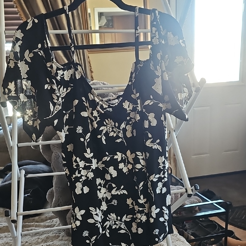 Papermoon Black and Cream Floral Blouse